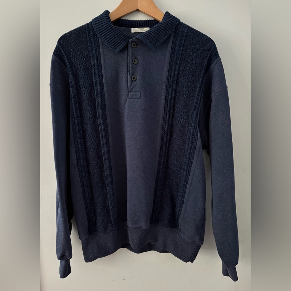 Vintage Marks & Spencer Collar Sweatshirt with Crochet Detailing
